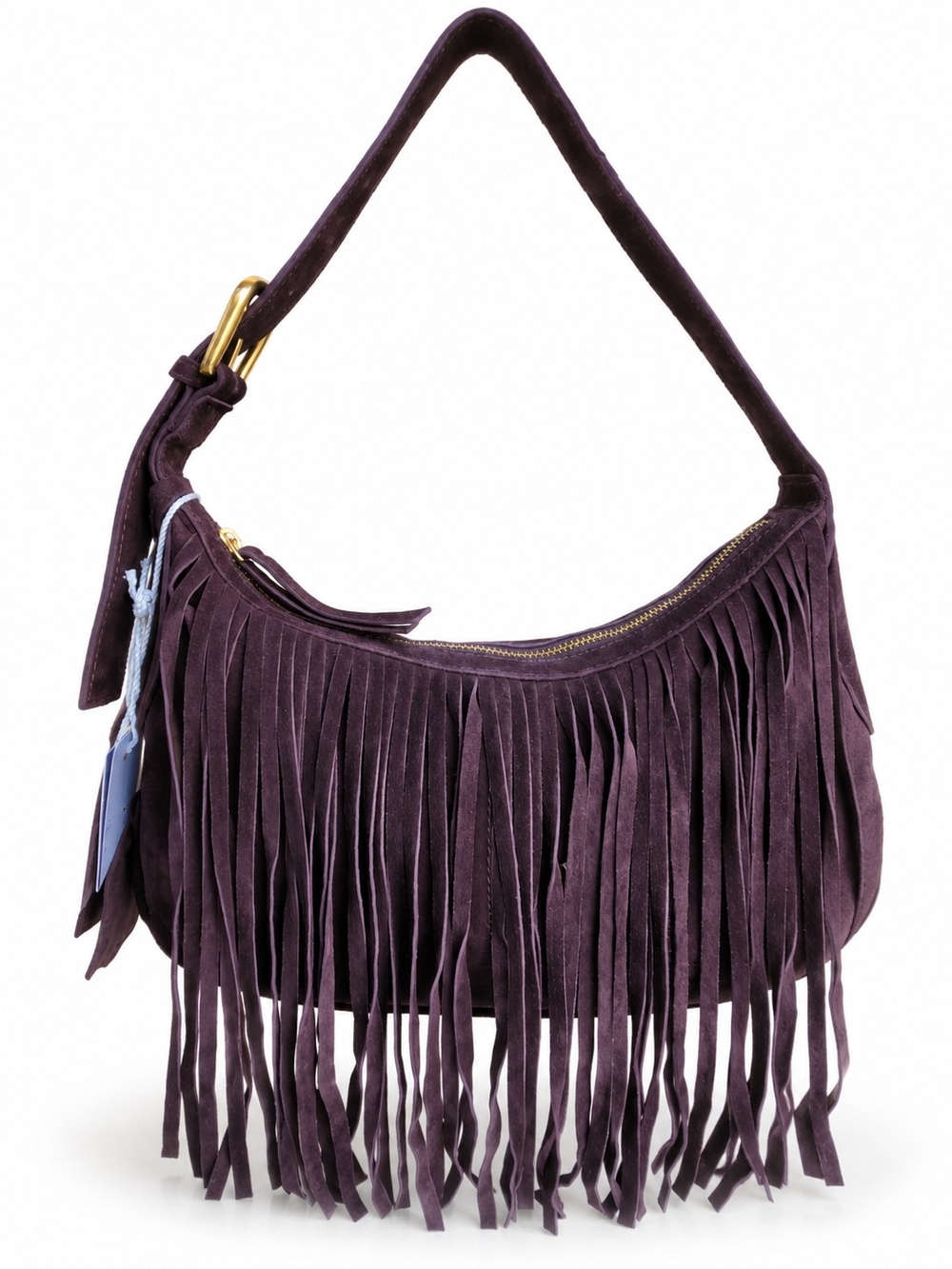 Haute Hippie Style Chocolate Brown Suede Fringe Hobo Bag